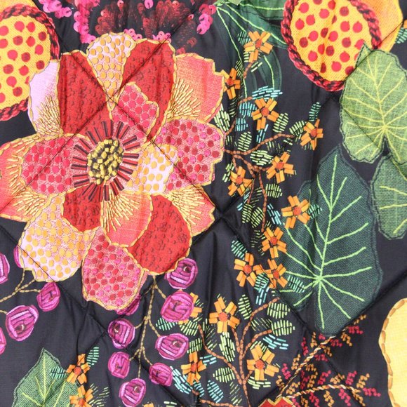 Farm Rio Puffer Jacket NEW Women Colorful Mix Scarves Coat Small Quilted - Picture 4 of 10